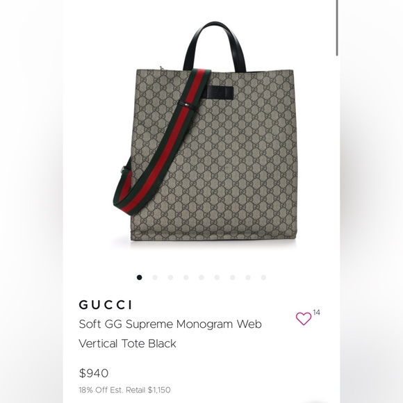 Soft GG Supreme Monogram Web Vertical Tote Bag - Picture 9 of 9